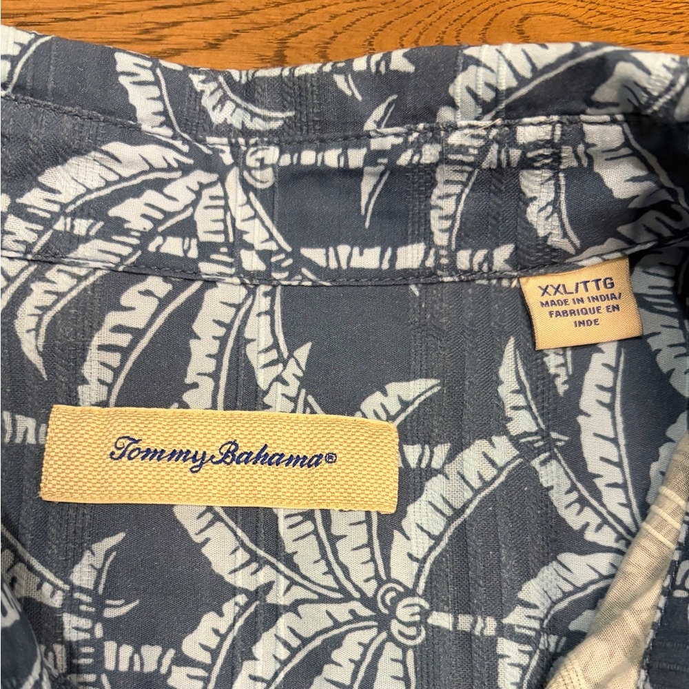 Tommy Bahama Palm Tree Short Sleeve Shirt Mens 2XL Blue Button up 100% Cotton - Picture 3 of 6